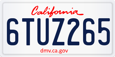 CA license plate 6TUZ265
