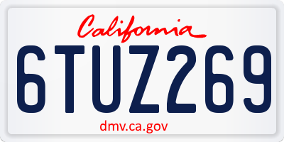 CA license plate 6TUZ269