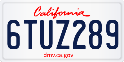 CA license plate 6TUZ289