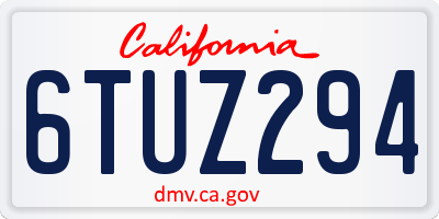 CA license plate 6TUZ294