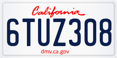 CA license plate 6TUZ308