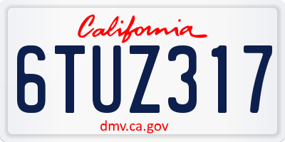 CA license plate 6TUZ317