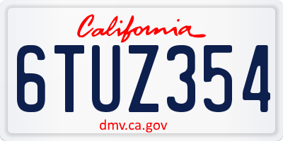 CA license plate 6TUZ354