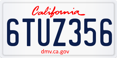 CA license plate 6TUZ356
