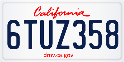 CA license plate 6TUZ358