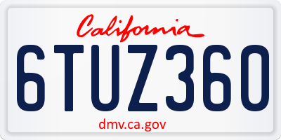 CA license plate 6TUZ360