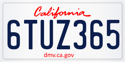 CA license plate 6TUZ365