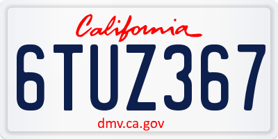 CA license plate 6TUZ367