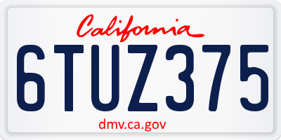 CA license plate 6TUZ375