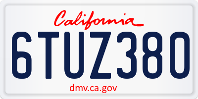 CA license plate 6TUZ380