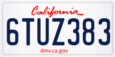 CA license plate 6TUZ383