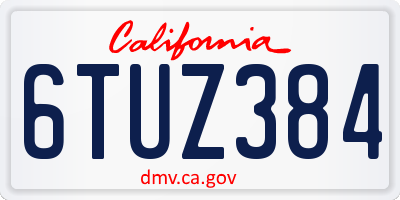 CA license plate 6TUZ384