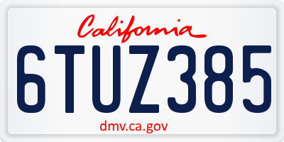 CA license plate 6TUZ385