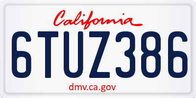 CA license plate 6TUZ386