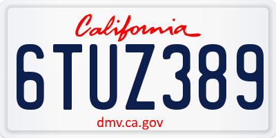 CA license plate 6TUZ389