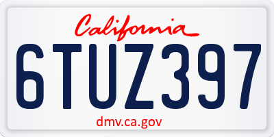 CA license plate 6TUZ397
