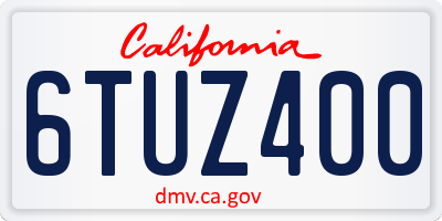 CA license plate 6TUZ400