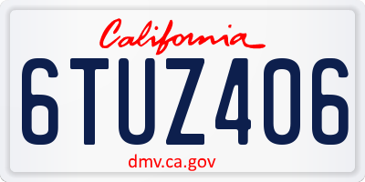 CA license plate 6TUZ406