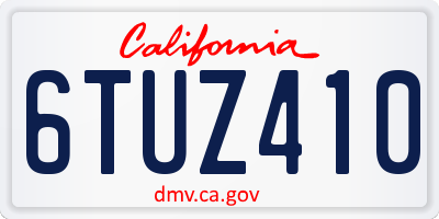 CA license plate 6TUZ410