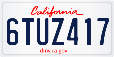 CA license plate 6TUZ417