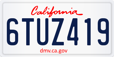 CA license plate 6TUZ419