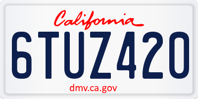CA license plate 6TUZ420