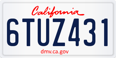 CA license plate 6TUZ431