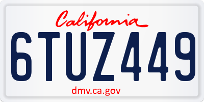 CA license plate 6TUZ449