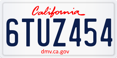CA license plate 6TUZ454
