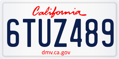 CA license plate 6TUZ489