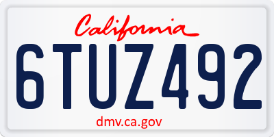 CA license plate 6TUZ492