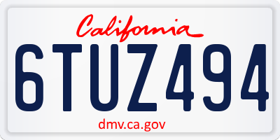 CA license plate 6TUZ494