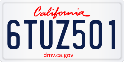 CA license plate 6TUZ501