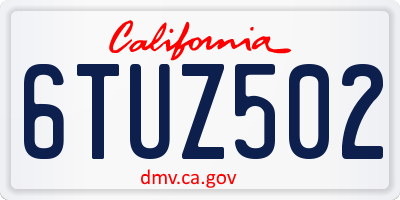 CA license plate 6TUZ502