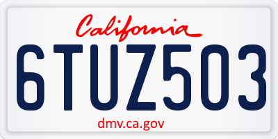 CA license plate 6TUZ503