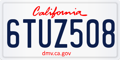CA license plate 6TUZ508