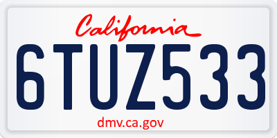 CA license plate 6TUZ533