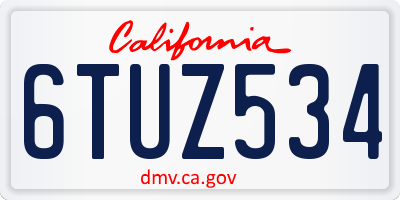 CA license plate 6TUZ534