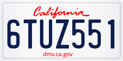 CA license plate 6TUZ551