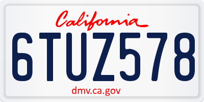 CA license plate 6TUZ578