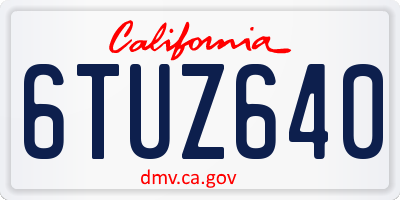 CA license plate 6TUZ640