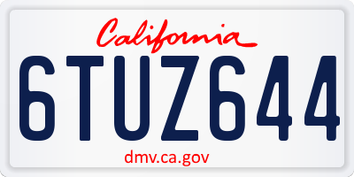 CA license plate 6TUZ644
