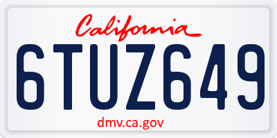 CA license plate 6TUZ649