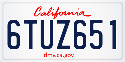 CA license plate 6TUZ651