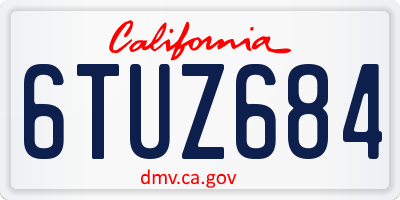 CA license plate 6TUZ684