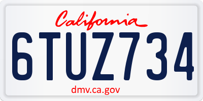 CA license plate 6TUZ734