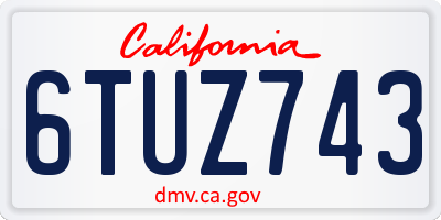 CA license plate 6TUZ743