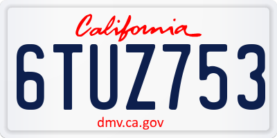 CA license plate 6TUZ753