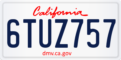 CA license plate 6TUZ757