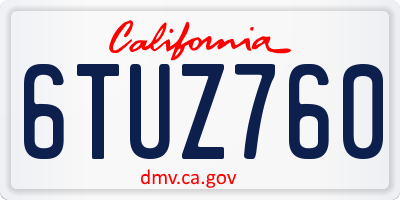 CA license plate 6TUZ760